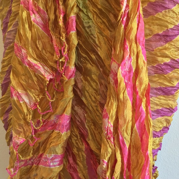 New Copper Tan Beach Striped Scarf Wrap Pareo - Picture 5 of 12